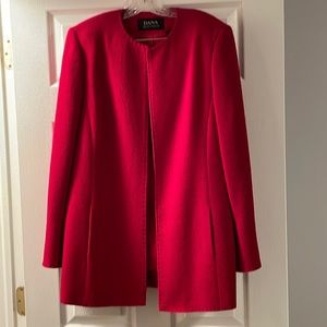 Red 2 piece Dana Buchman blazer/skirt set. Size 12